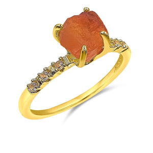 Raw carnelian Dainty Ring - Uniquelan Jewelry