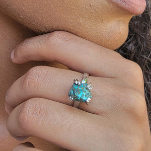 Raw Chrysocolla Adjustable Ring - Uniquelan Jewelry