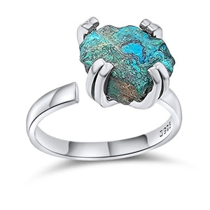 Raw Chrysocolla Adjustable Ring - Uniquelan Jewelry