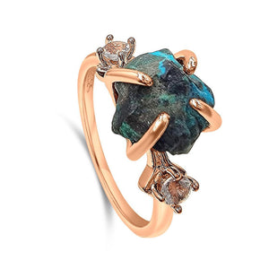 Raw Chrysocolla Crystal Ring - Uniquelan Jewelry