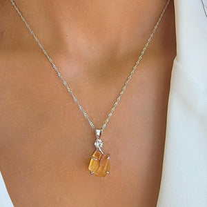 Raw Citrine Crystal Necklace - Uniquelan Jewelry