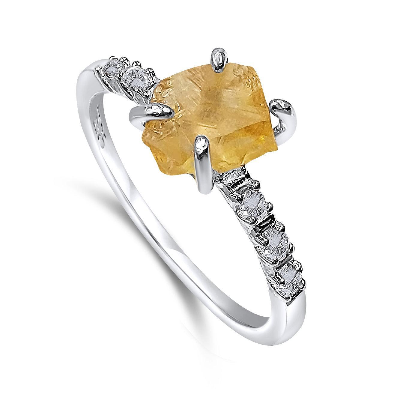 Raw Citrine Crystal Ring - Uniquelan Jewelry