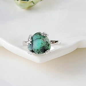 Raw Emerald Adjustable Ring - Uniquelan Jewelry