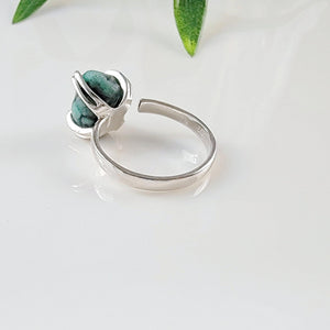 Raw Emerald Adjustable Ring - Uniquelan Jewelry