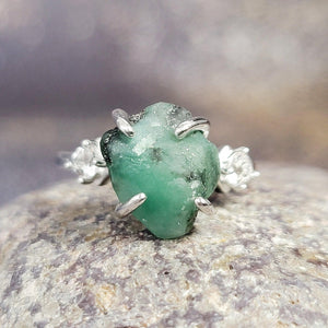 Raw Emerald Ring and Bracelet Set - Uniquelan Jewelry