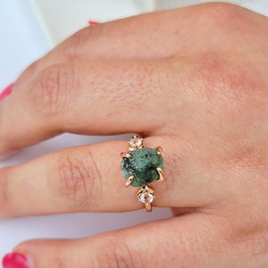 Raw Emerald Ring and Bracelet Set - Uniquelan Jewelry