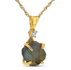 Raw Flashy Labradorite Necklace - Uniquelan Jewelry