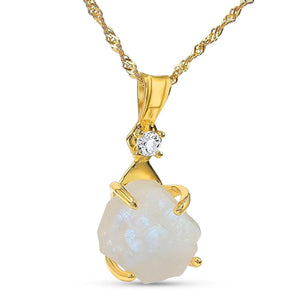 Raw Flashy Moonstone Necklace - Uniquelan Jewelry