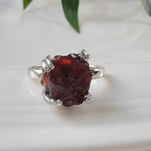 Raw Garnet Adjustable Ring - Uniquelan Jewelry