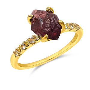 Raw Garnet Crystal Ring - Uniquelan Jewelry
