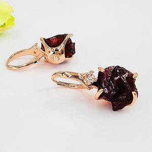 Raw Garnet Drop Earrings - Uniquelan Jewelry