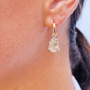 Raw Green Amethyst Drop Earrings - Uniquelan Jewelry
