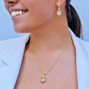 Raw Green Amethyst Necklace Set - Uniquelan Jewelry