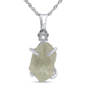Raw Green Amethyst Necklace - Uniquelan Jewelry