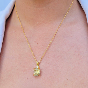 Raw Green Amethyst Necklace - Uniquelan Jewelry