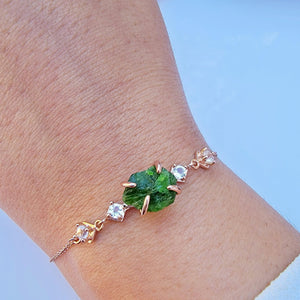 Raw Green Tourmaline Chain Bracelet - Uniquelan Jewelry