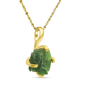 Raw Green Tourmaline Necklace - Uniquelan Jewelry