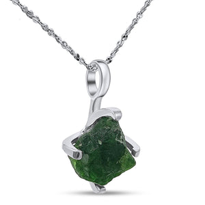 Raw Green Tourmaline Necklace - Uniquelan Jewelry