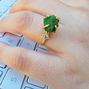 Raw Green Tourmaline Ring - Uniquelan Jewelry