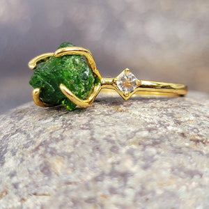 Raw Green Tourmaline Ring - Uniquelan Jewelry
