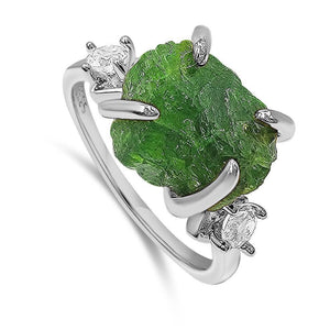 Raw Green Tourmaline Ring - Uniquelan Jewelry