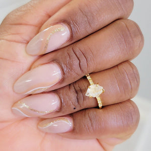 Raw Herkimer Diamond Ring - Uniquelan Jewelry