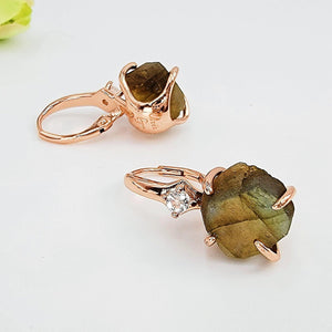 Raw Labradorite Drop Earrings - Uniquelan Jewelry