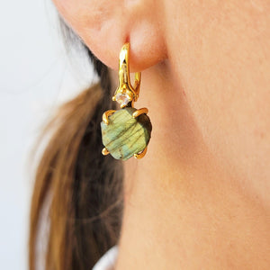 Raw Labradorite Drop Earrings - Uniquelan Jewelry