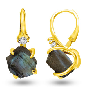 Raw Labradorite Drop Earrings - Uniquelan Jewelry