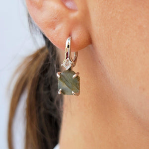 Raw Labradorite Drop Earrings - Uniquelan Jewelry