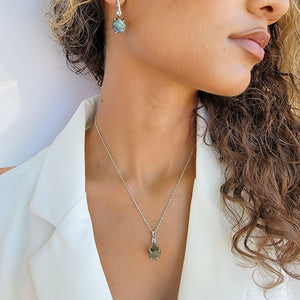 Raw Labradorite Necklace and Drop Earrings Set - Uniquelan Jewelry