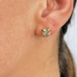 Raw Labradorite Necklace and Stud Earrings set - Uniquelan Jewelry