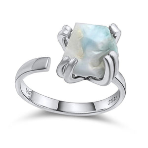 Raw Larimar Adjustable Ring - Uniquelan Jewelry