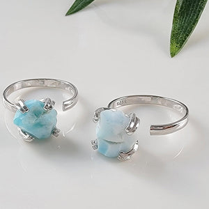 Raw Larimar Adjustable Ring - Uniquelan Jewelry