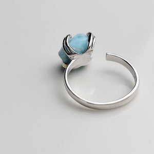 Raw Larimar Adjustable Ring - Uniquelan Jewelry