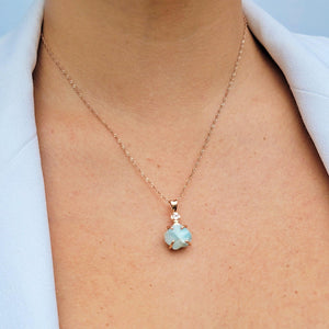 Raw Larimar and Quartz Necklace - Uniquelan Jewelry