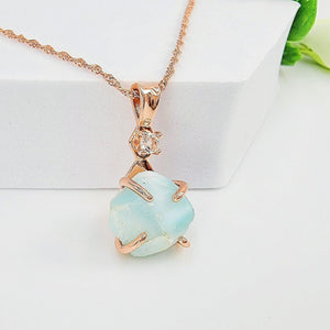 Raw Larimar and Quartz Necklace - Uniquelan Jewelry