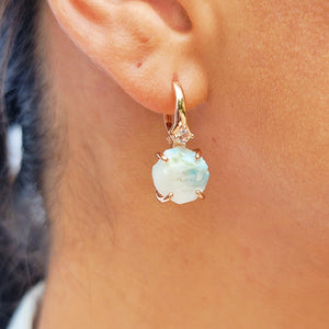 Raw Larimar Drop Earrings - Uniquelan Jewelry
