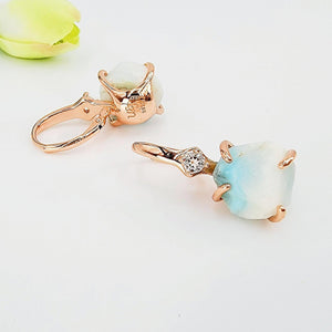 Raw Larimar Drop Earrings - Uniquelan Jewelry