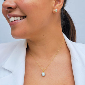 Raw Larimar Necklace and Stud Set - Uniquelan Jewelry