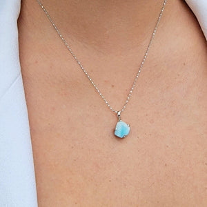 Raw Larimar Necklace and Stud Set - Uniquelan Jewelry