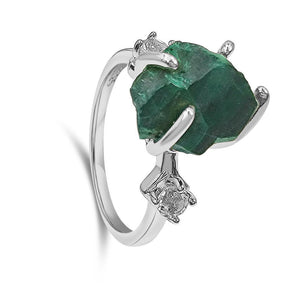 Raw Malachite and Quartz Ring - Uniquelan Jewelry
