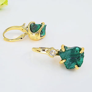 Raw Malachite Drop Earrings - Uniquelan Jewelry
