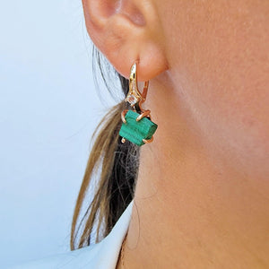 Raw Malachite Drop Earrings - Uniquelan Jewelry