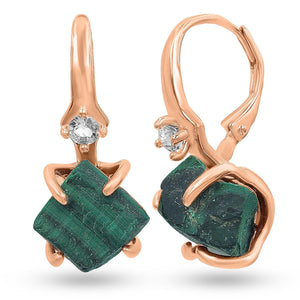 Raw Malachite Drop Earrings - Uniquelan Jewelry