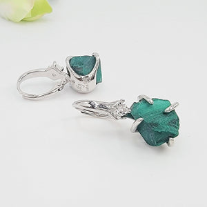 Raw Malachite Drop Earrings - Uniquelan Jewelry