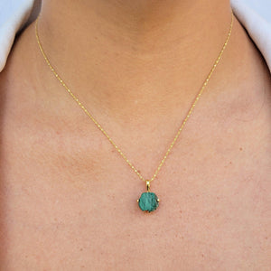 Raw Malachite Necklace and Stud Earrings Set - Uniquelan Jewelry
