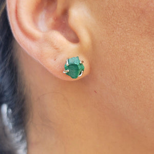 Raw Malachite Necklace and Stud Earrings Set - Uniquelan Jewelry