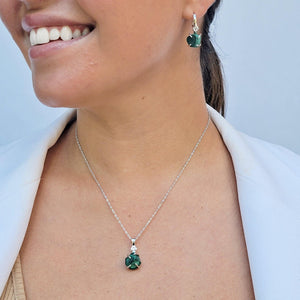 Raw Malachite Necklace Drop Earrings Set - Uniquelan Jewelry