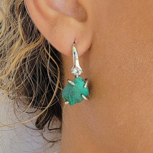 Raw Malachite Necklace Drop Earrings Set - Uniquelan Jewelry